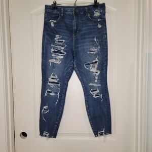 American Eagle Outfitters Distressed Blue Skinny Jeans